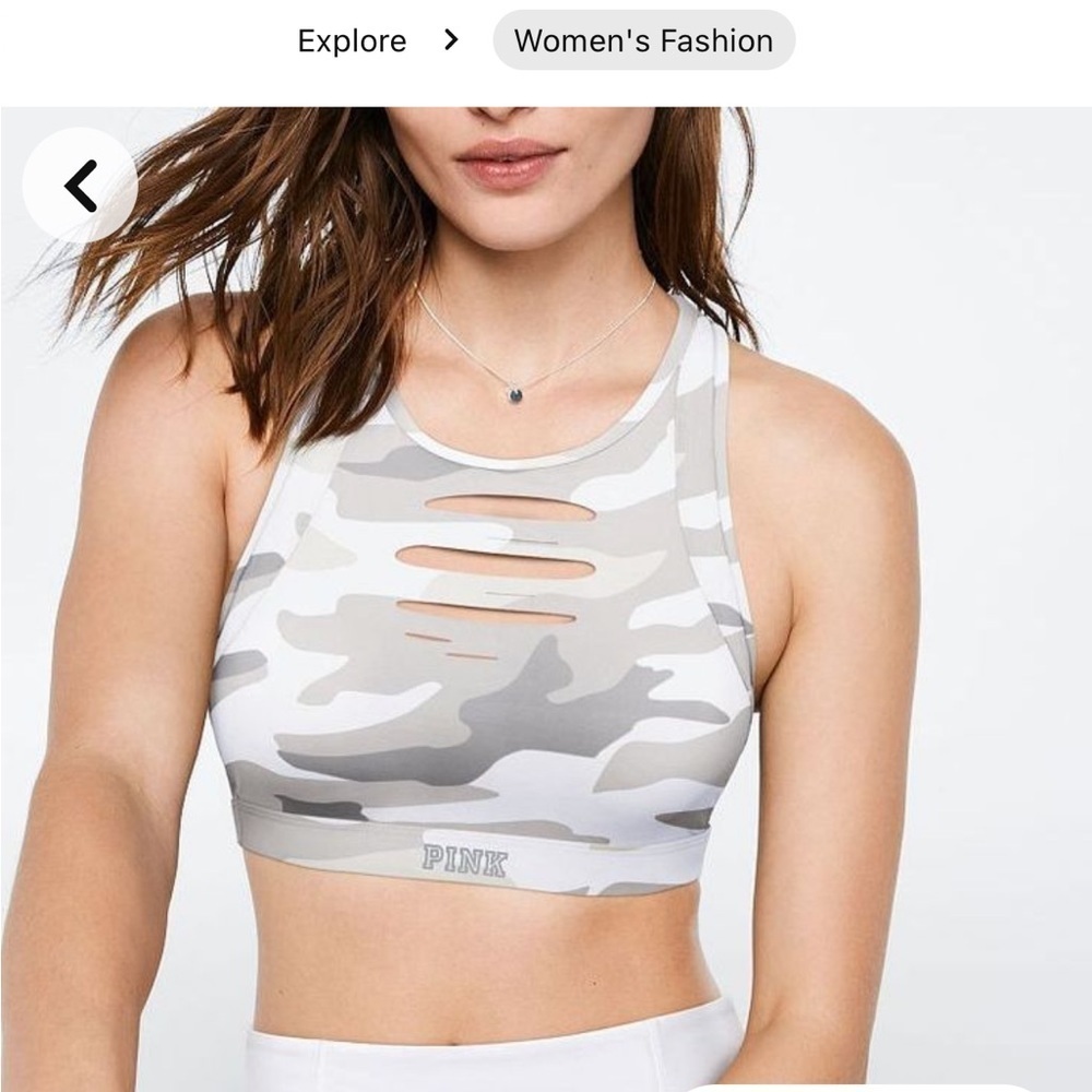 Like New Pink Victoria Secret Ultimate Sports Bra slashed. Cover photo how worn.